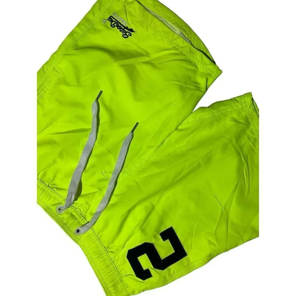 💥 Superdry Neon Swim Trunks Men’s Sz Small |‎ Drawstring Beach Shorts